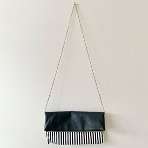 NEW New Look Foldover Clutch Bag in Black